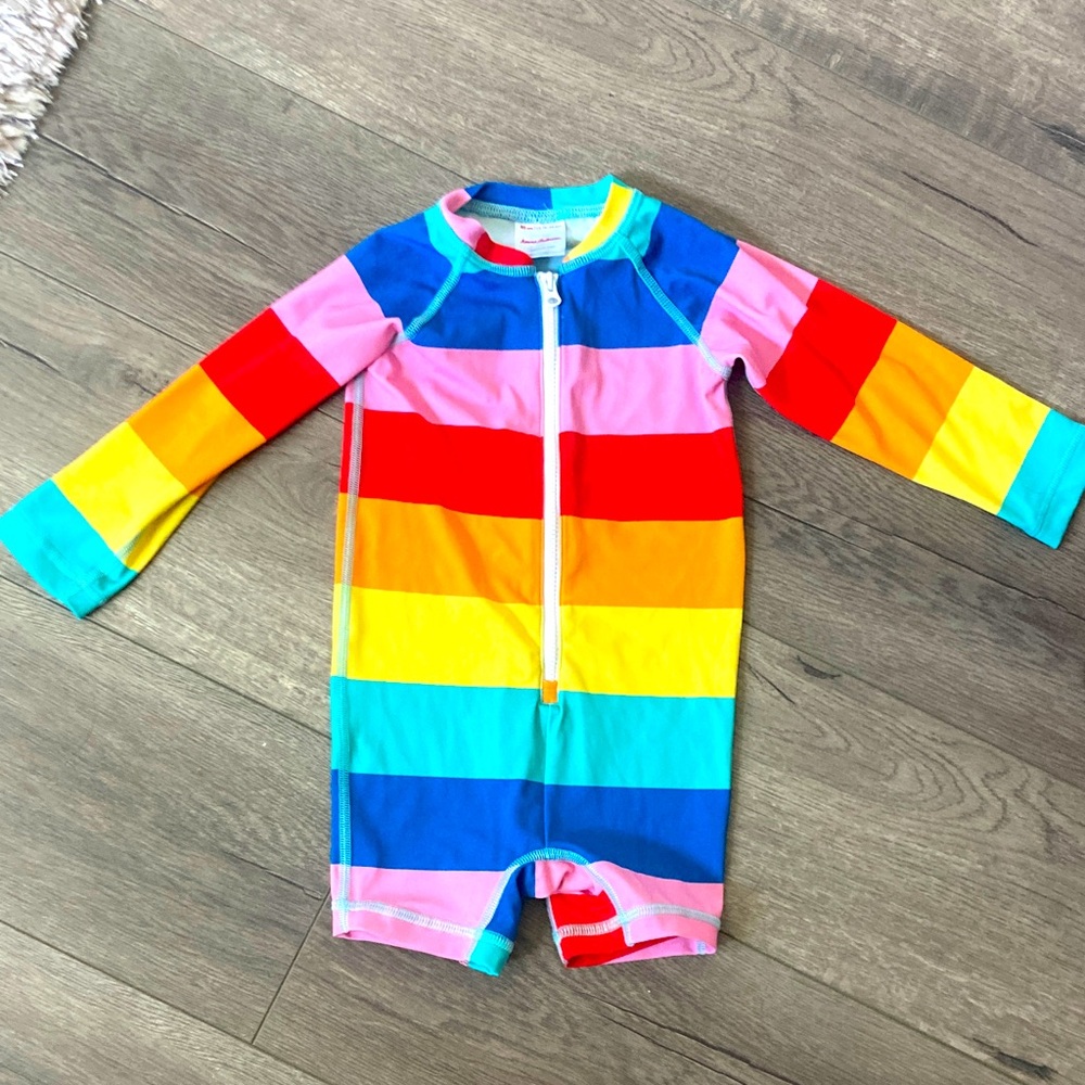 Hanna Andersson Rainbow Stripe Long-Sleeve Swim Suit